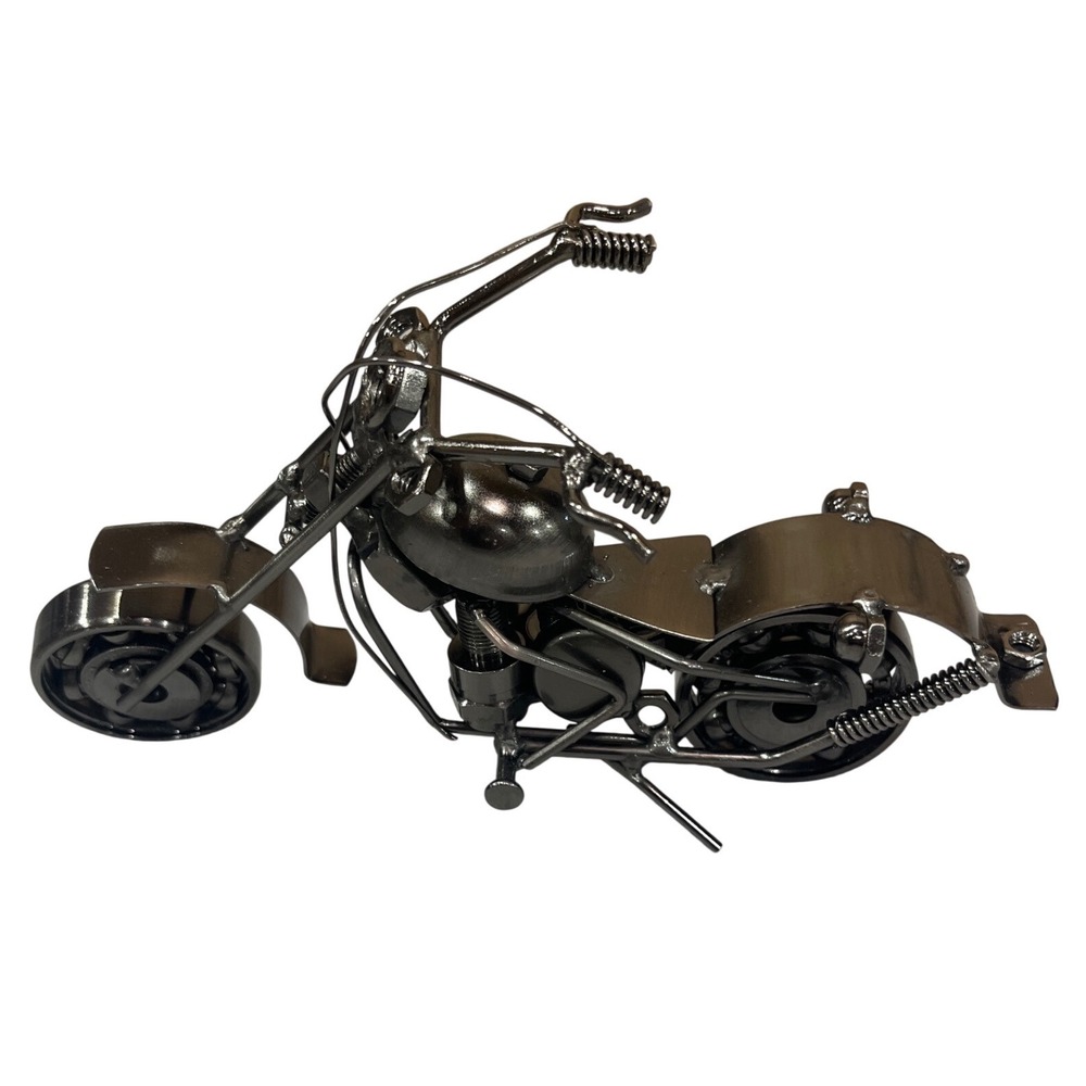 Metal Scrap Art Motorcycle Chopper Sculpture Industrial Decor 8 Inch